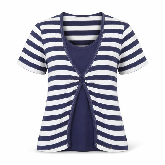 Paco Marine Womens Blue Striped Nautical Cotton T-Shirt L