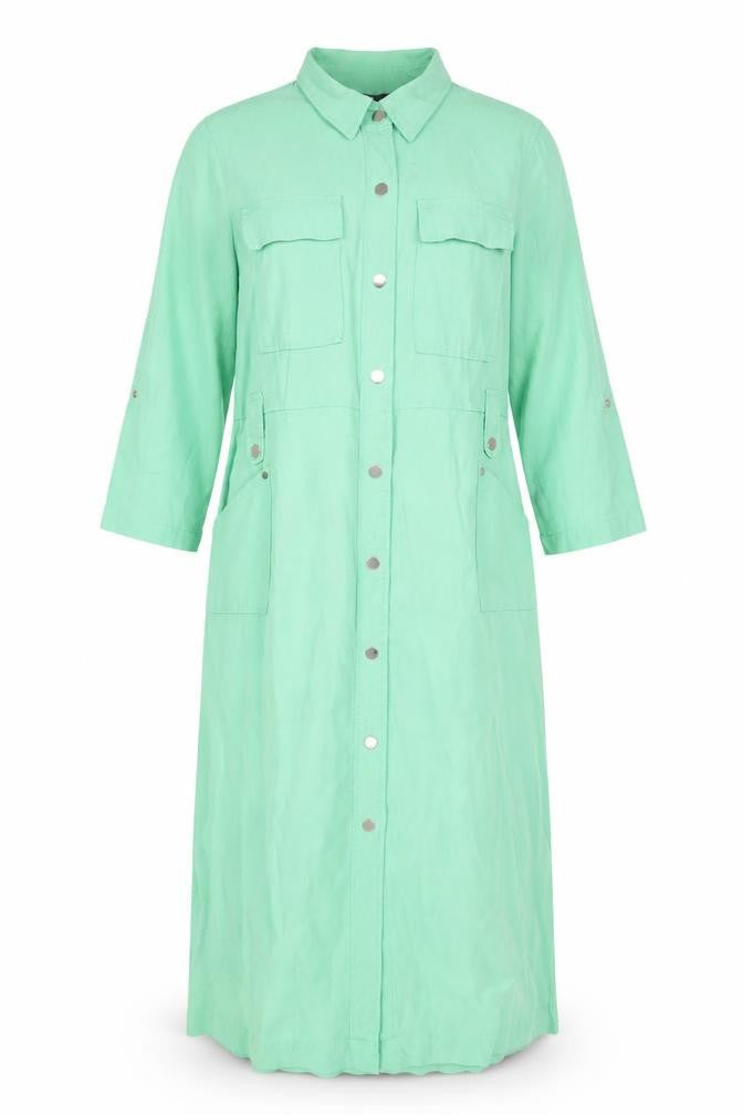 Next Women Green Long Coat Size 14 Overcoat Button Pockets