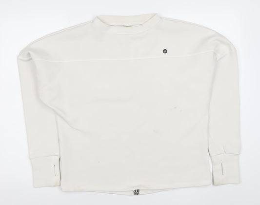 Powercut Women White Cotton Blend Sweatshirt UK 10-12