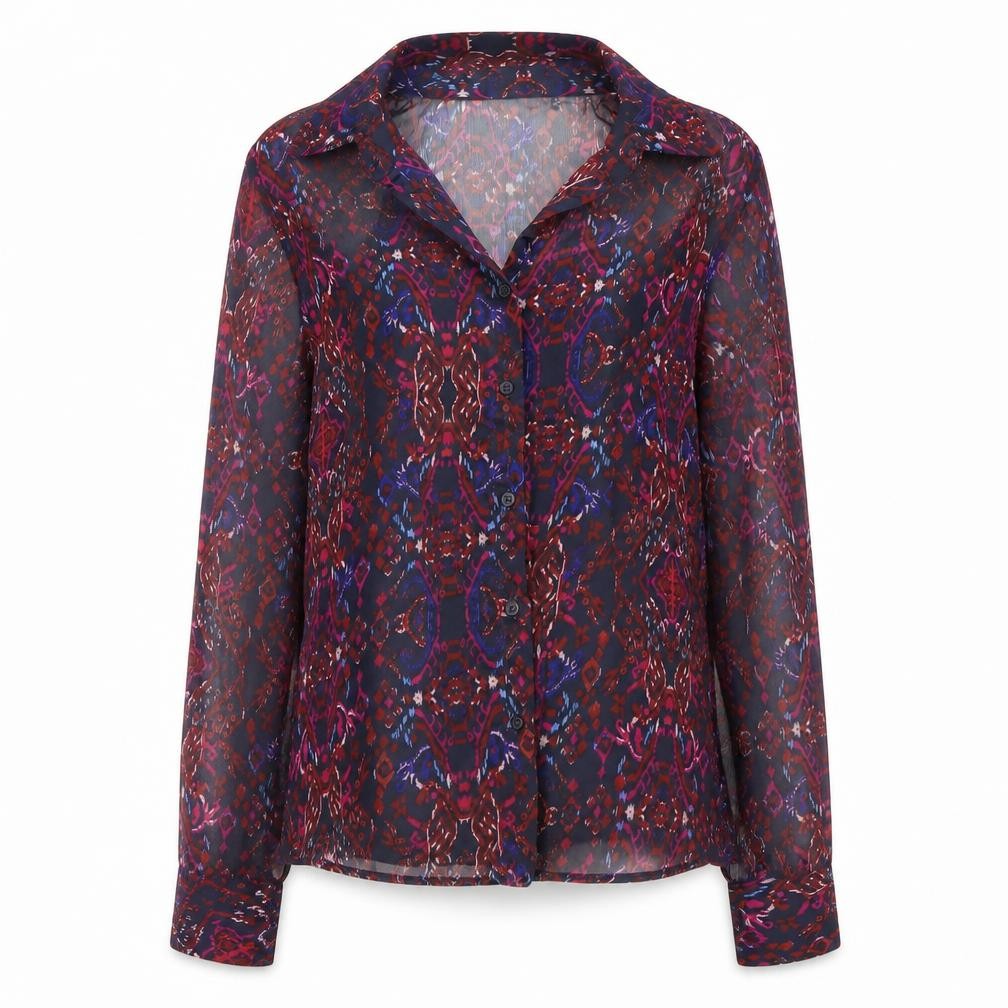 Only Women's Multicoloured Sheer Tunic Blouse Size S Long Sleeve