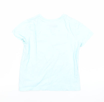 Close-up detail of Disney girls’ blue minnie daisy graphic t-shirt 5-6 years cotton