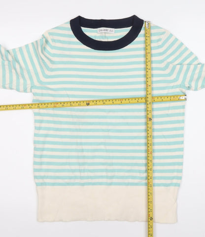Back view of Gallery women’s multicoloured stripe jumper, size M