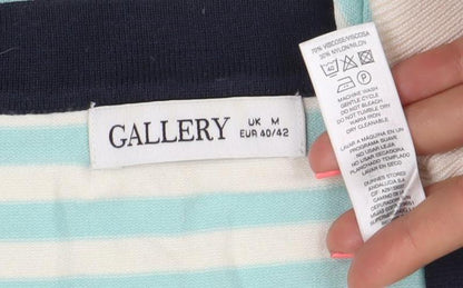 Brand and care label for Gallery women’s multicoloured stripe jumper, size M
