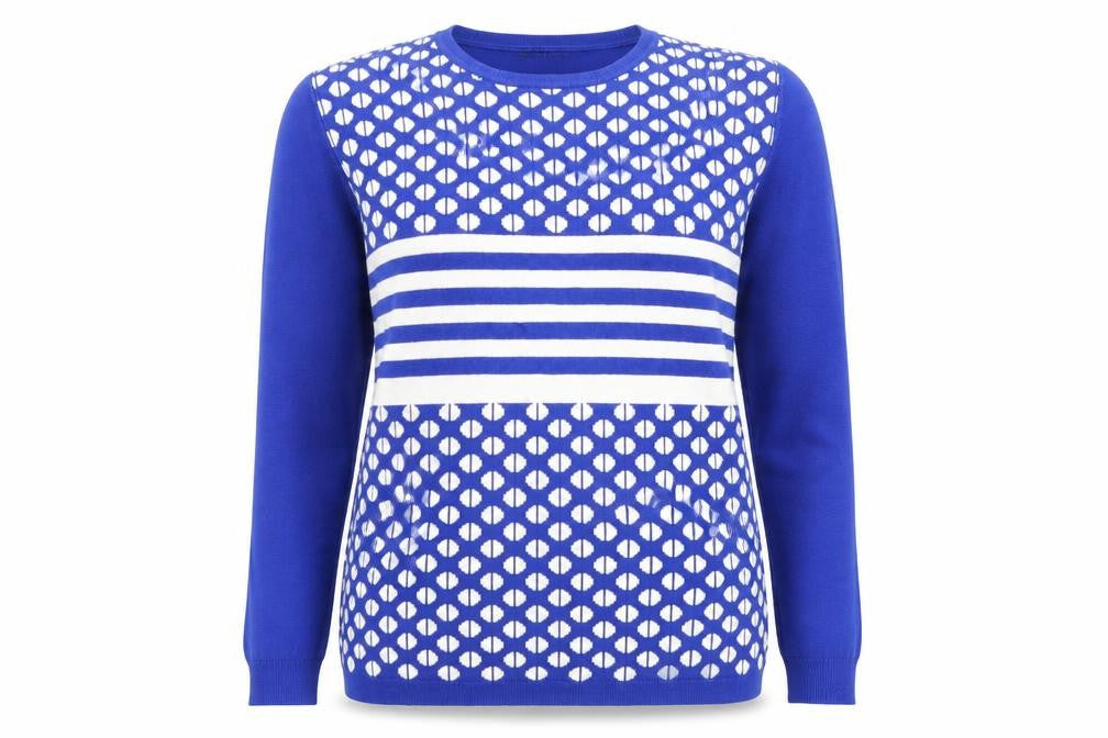Paramour Womens Blue XL Pullover Jumper Geometric Knit Long Sleeve