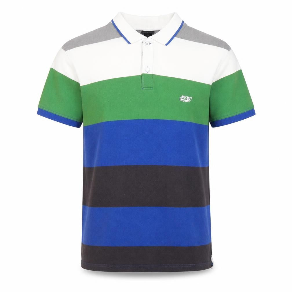 DSL Mens Polo Shirt XL Stripe Multi Colour Cotton Short Sleeve