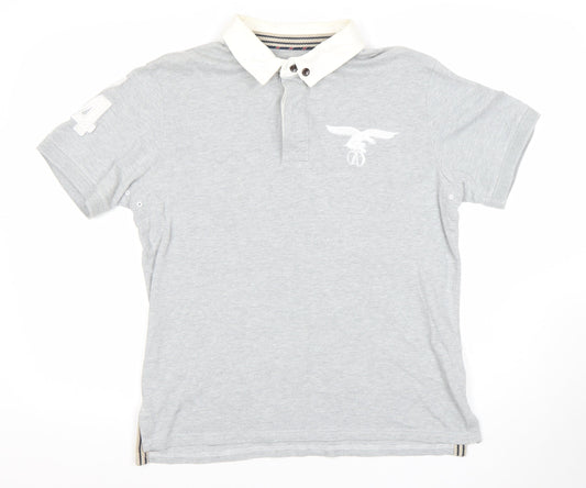 Le Breve Men’s Grey Polo Shirt L Short Sleeve 100% Cotton Casual