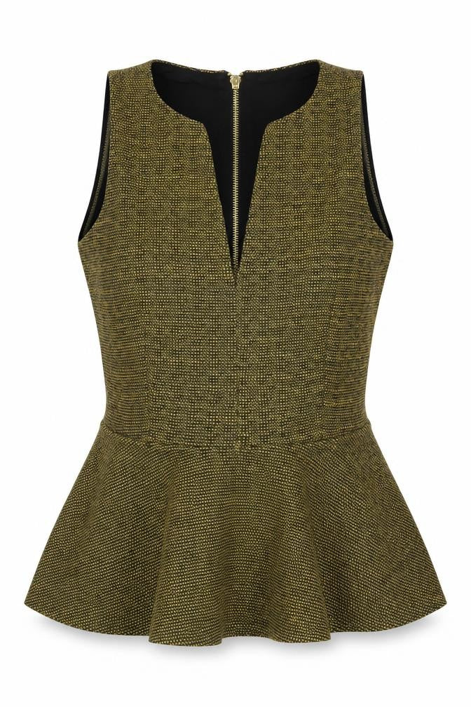 H&M Women’s Multicoloured Peplum Blouse Size S Sleeveless Zip