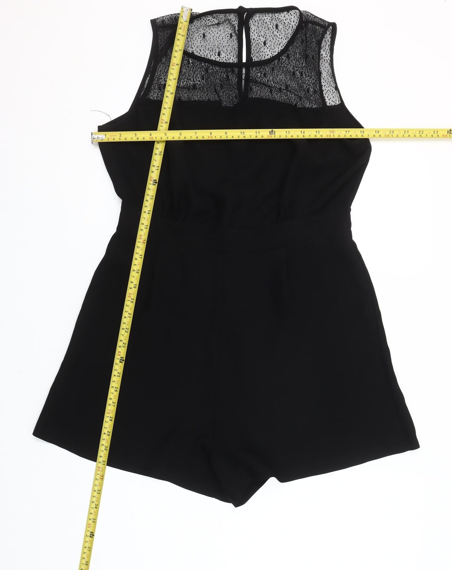 Savida Women Black Lace Detail Sleeveless Playsuit Size 14