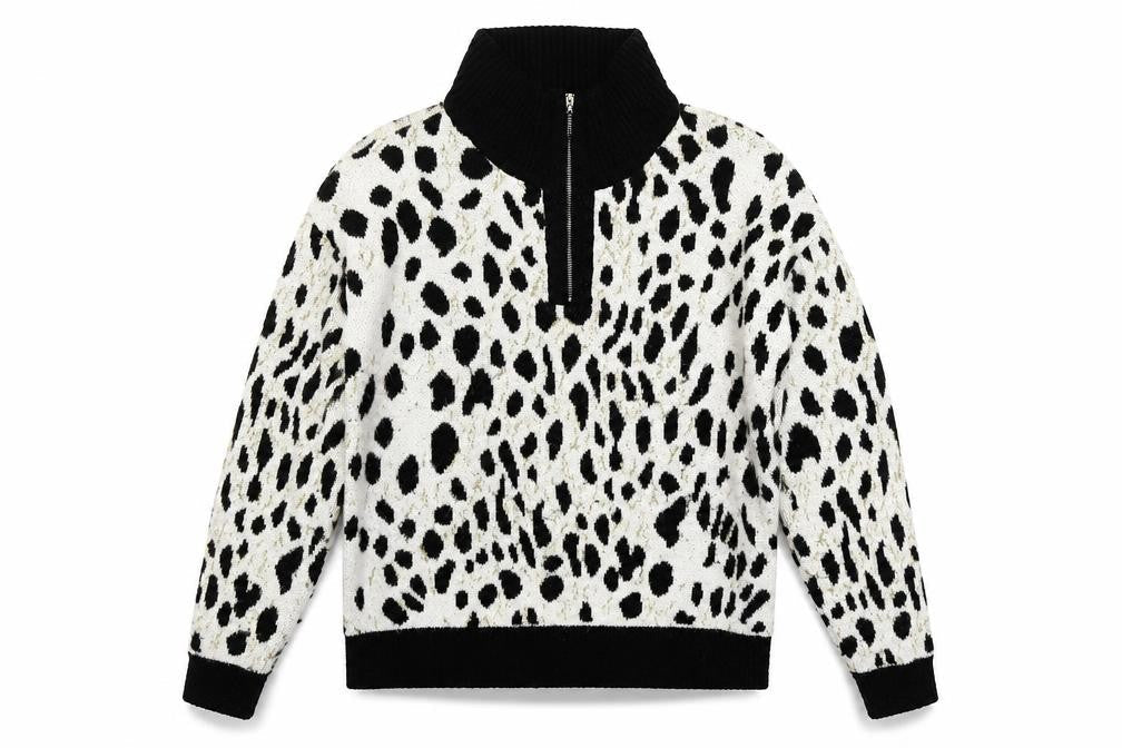 Rowen Avenue Womens Black White Animal Print XL Pullover Jumper
