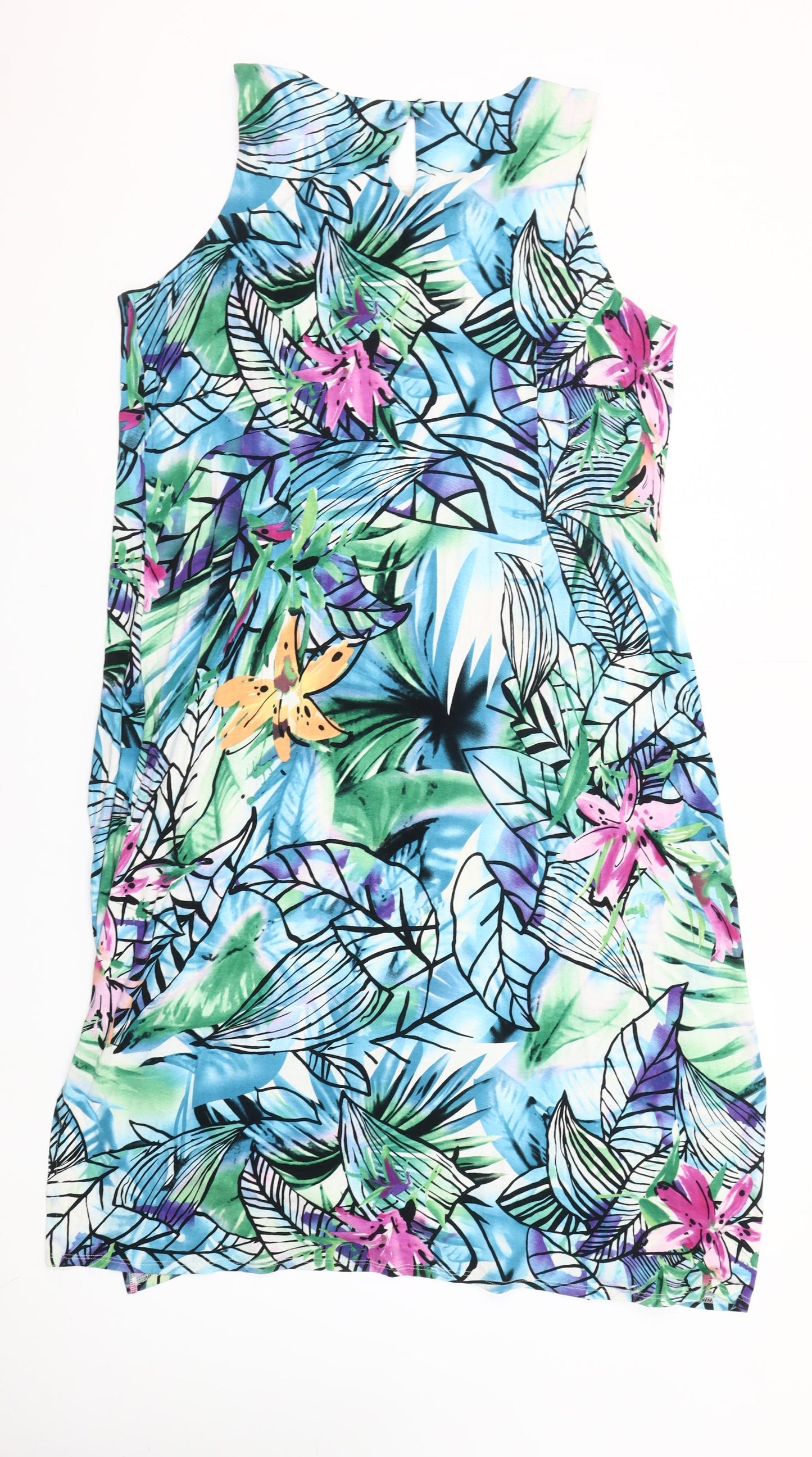 Just Elegance Women’s Multicoloured Floral Shift Dress Size 18 Sleeveless Knee Length