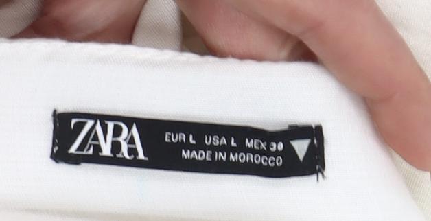 Zara Women’s Ivory Mini Puff Sleeve Square Neck Dress Size 14