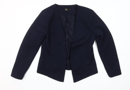Additional front view of Only women’s blue tailored open front blazer jacket, size UK 10