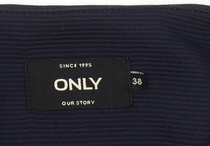 Brand and care label for Only women’s blue tailored open front blazer jacket, size UK 10