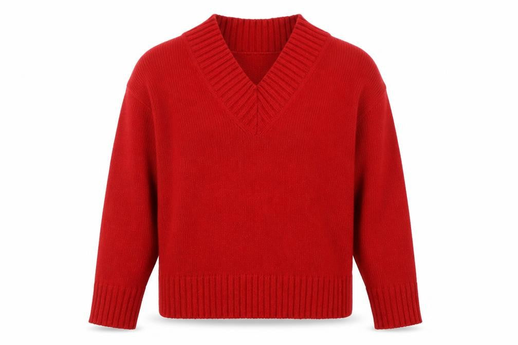 Primark Women’s Red V-Neck Knit Jumper Size M Regular Fit