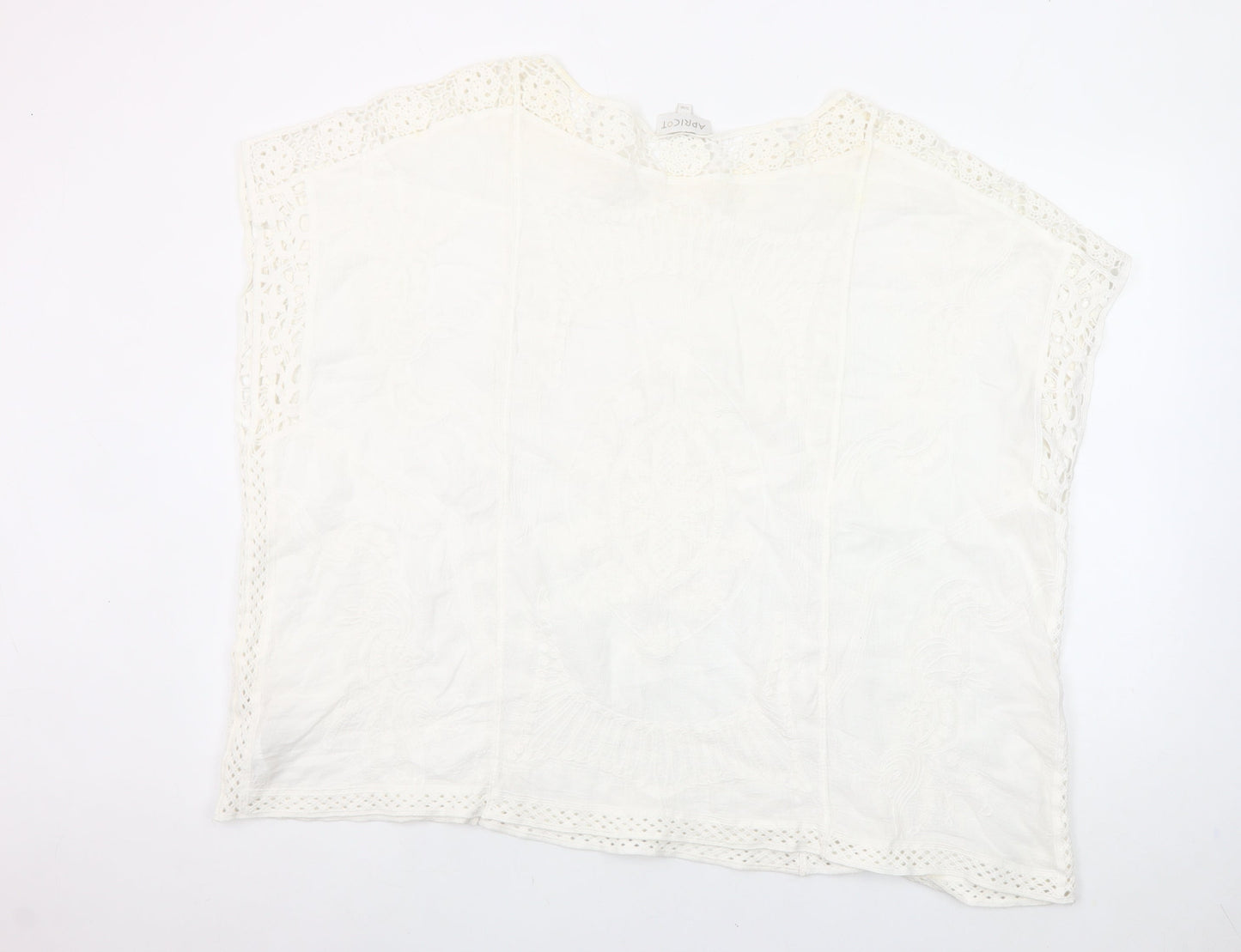 Apricot Womens Ivory Cotton Crochet Tunic Blouse S