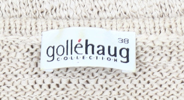 Gollehaug Womens Beige V-Neck Pullover Jumper Size 10 Knit