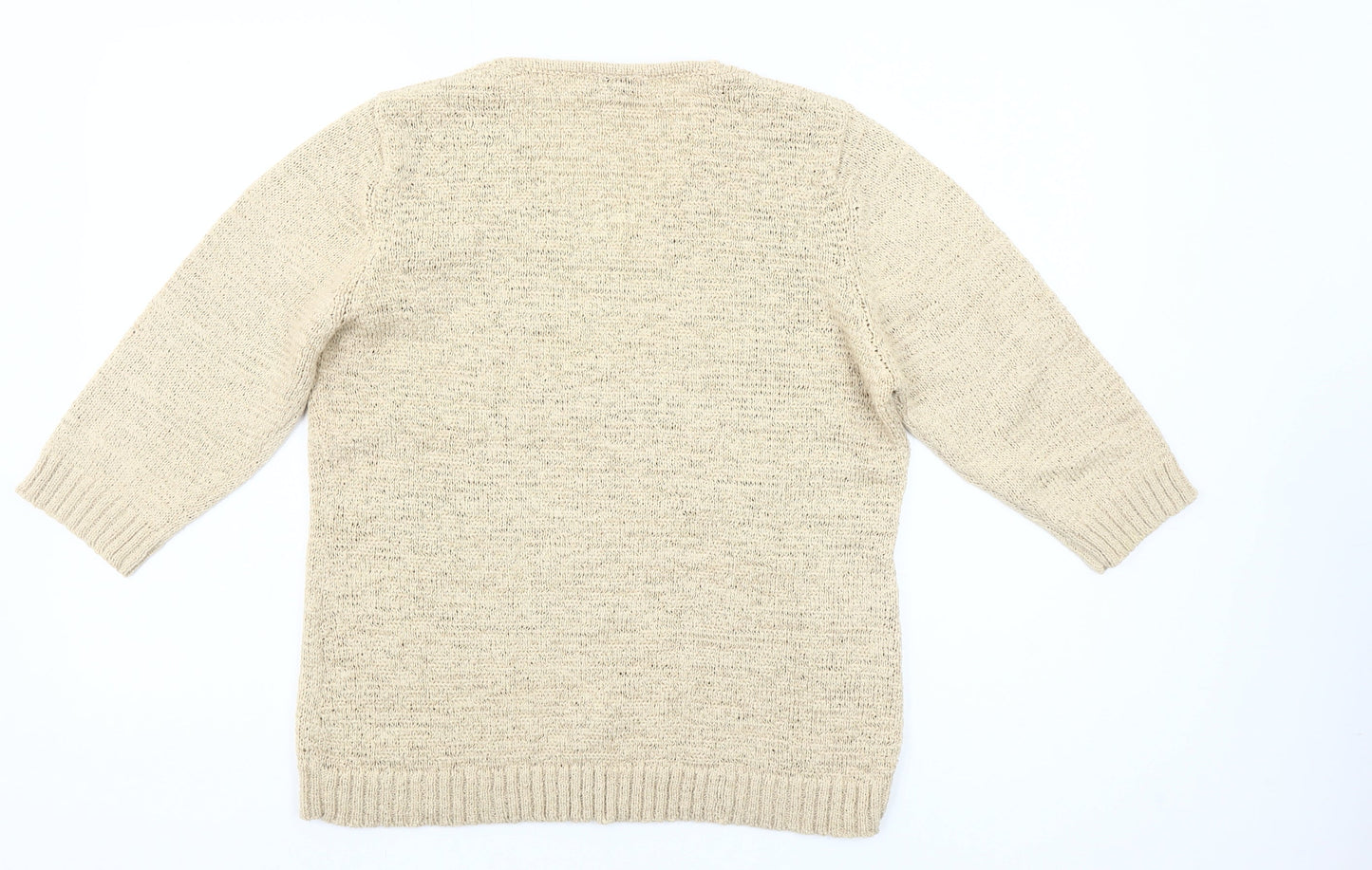 Gollehaug Womens Beige V-Neck Pullover Jumper Size 10 Knit