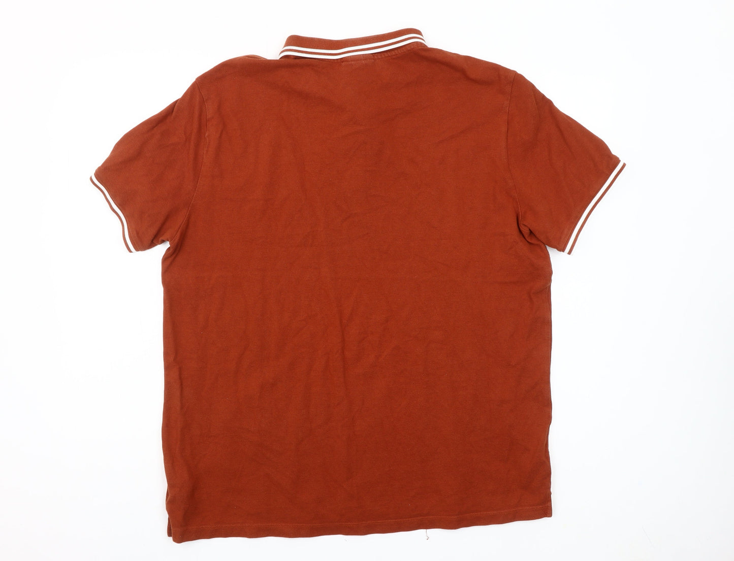 H&M Men’s Brown Slim Fit Polo Shirt XL Cotton Short Sleeve