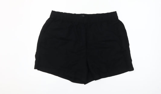Dunnes Women Black Linen Blend Casual Shorts Size 16