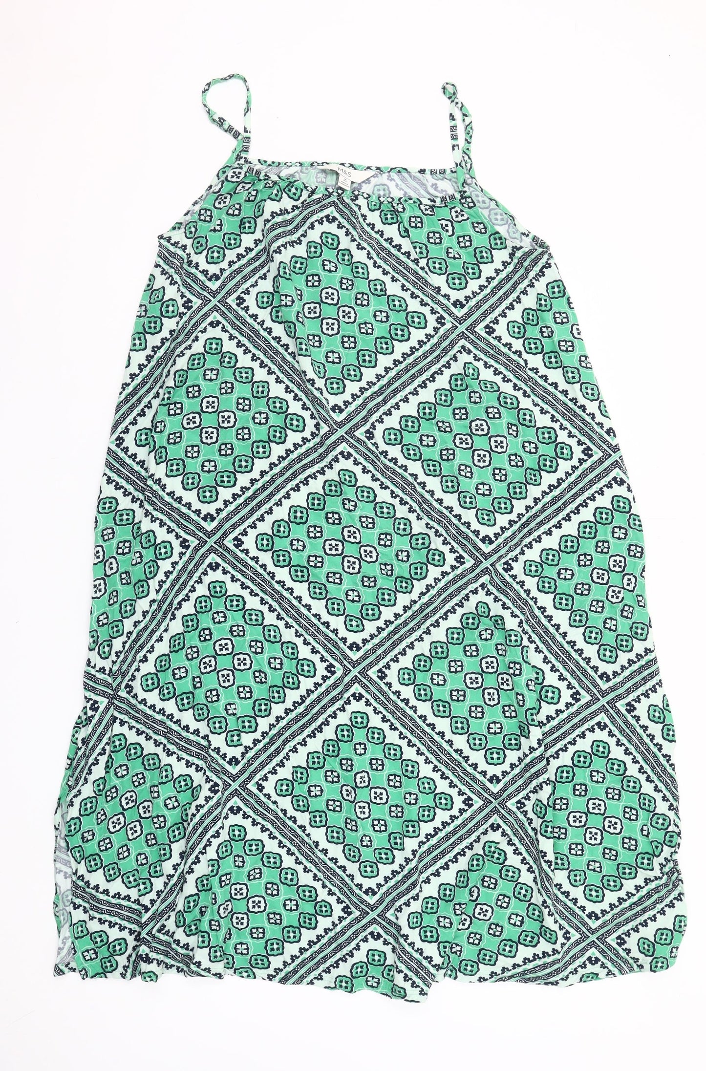 Marks and Spencer Women’s Green Geometric Slip Dress Size 14