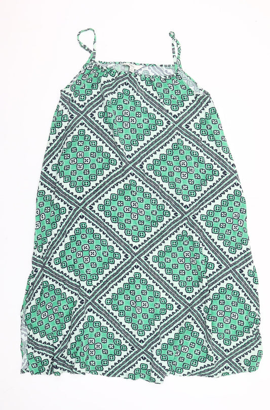 Marks and Spencer Women’s Green Geometric Slip Dress Size 14
