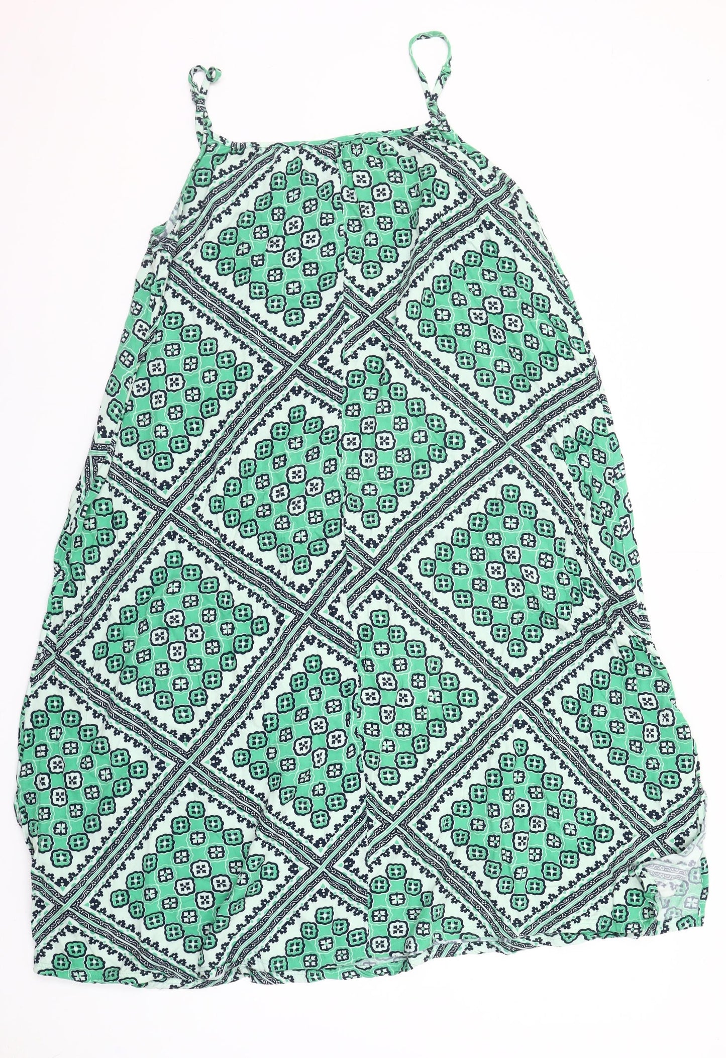 Marks and Spencer Women’s Green Geometric Slip Dress Size 14