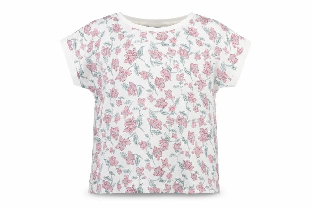 Cortefiel Womens UK 12 Floral Cotton T-Shirt Short Sleeve
