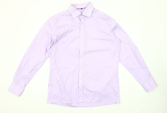 Eterna Men's Purple Modern Fit 16.5 Collar Formal Dress Shirt