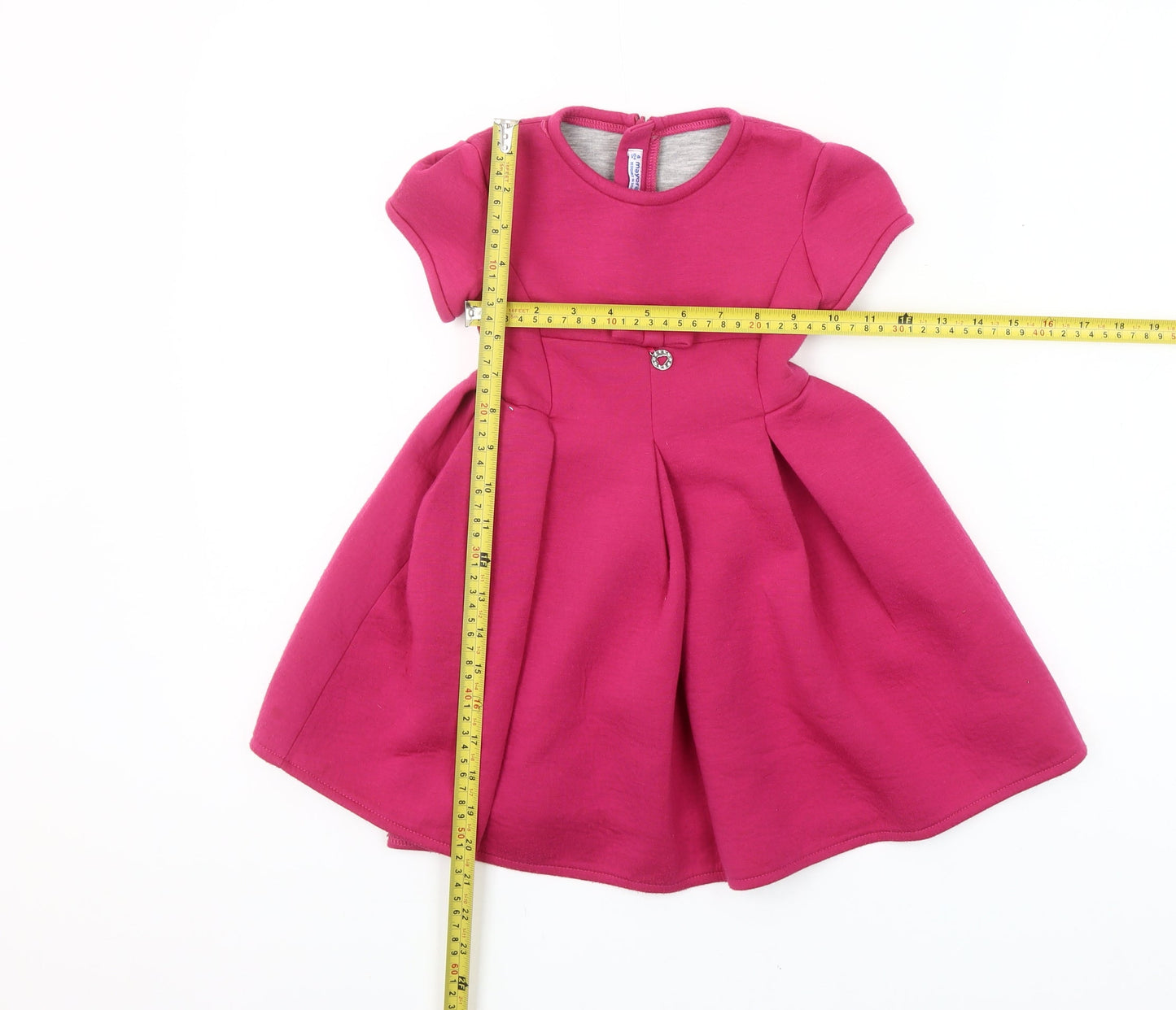 Mayoral Girls Pink Fit & Flare Party Dress 4 Years Short Sleeve Knee Length