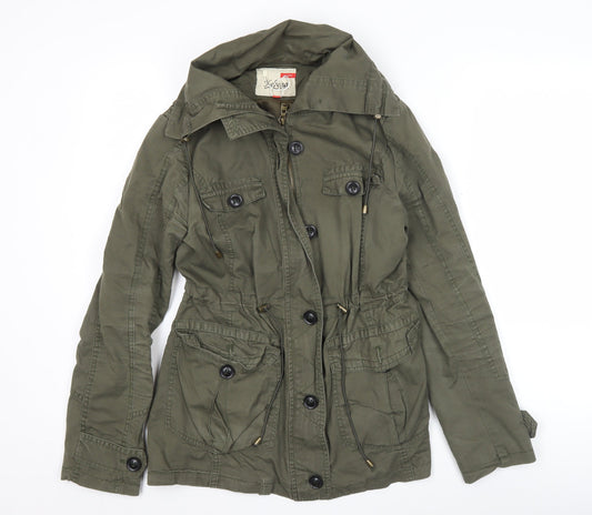 Kelyna Paris Women’s Green Cotton Military Jacket S Hooded Pockets