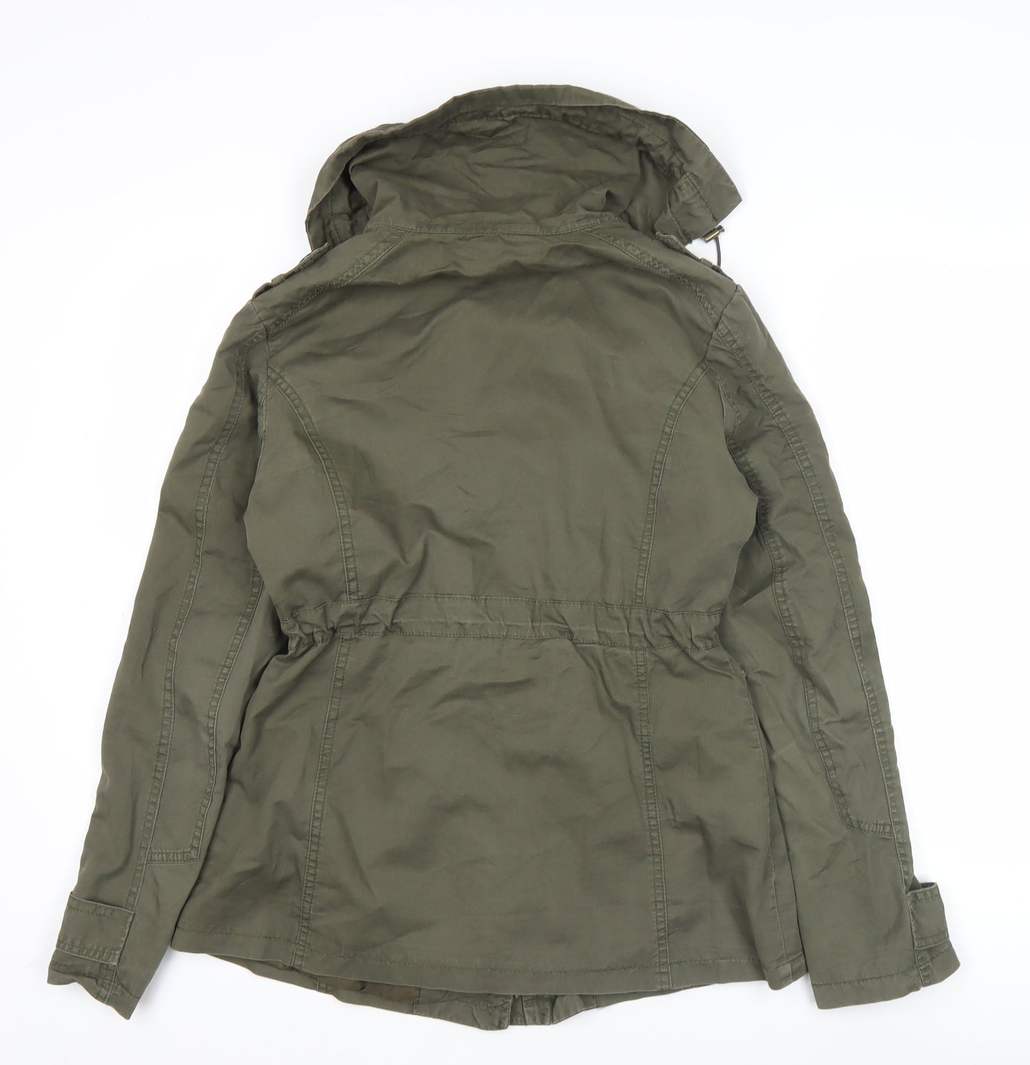 Kelyna Paris Women’s Green Cotton Military Jacket S Hooded Pockets