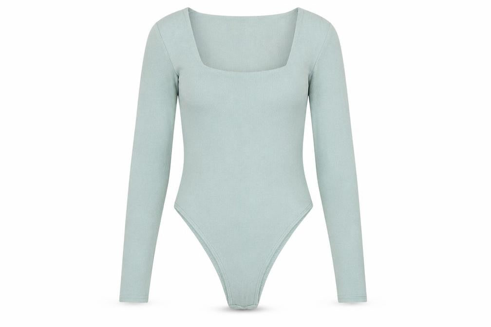 4th & Reckless Women's Green Long Sleeve Square Neck Bodysuit Size S