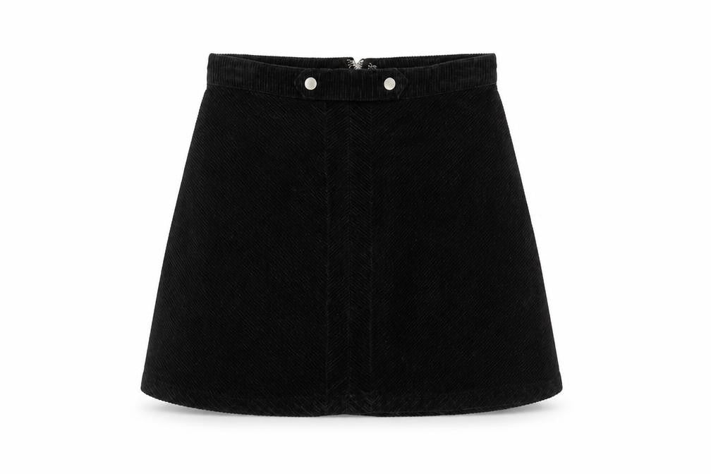 Glassons Womens Black Corduroy A-Line Mini Skirt Size 8