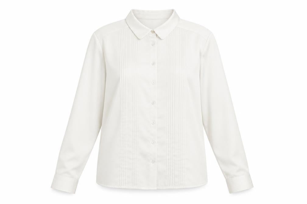 Viyella Womens White Polyester Long Sleeve Collared Blouse Size 12