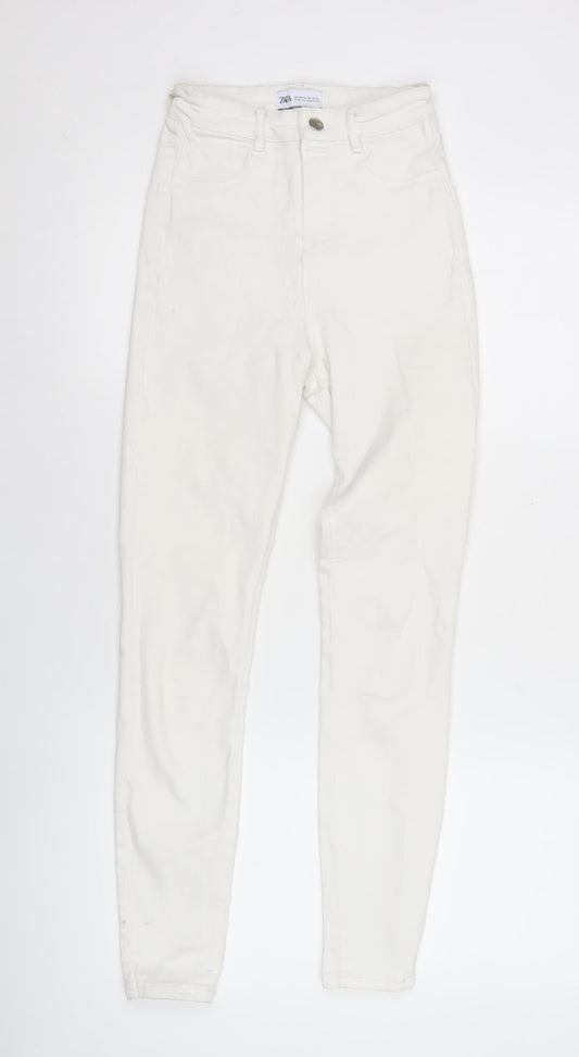 Zara Women White Skinny Slim Fit Jeans Size 8 Cotton Blend