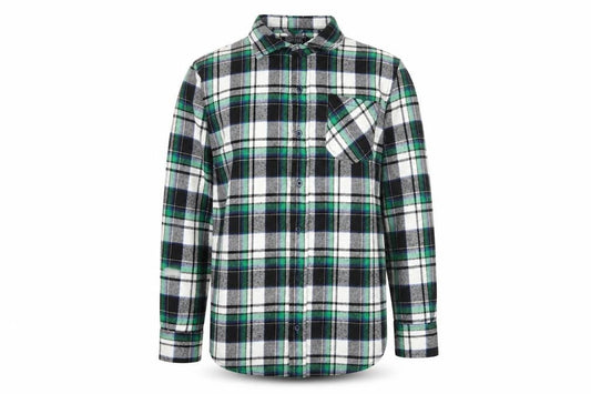 Bogari Men's Green Black White Plaid Flannel Shirt M Regular Long Sleeve