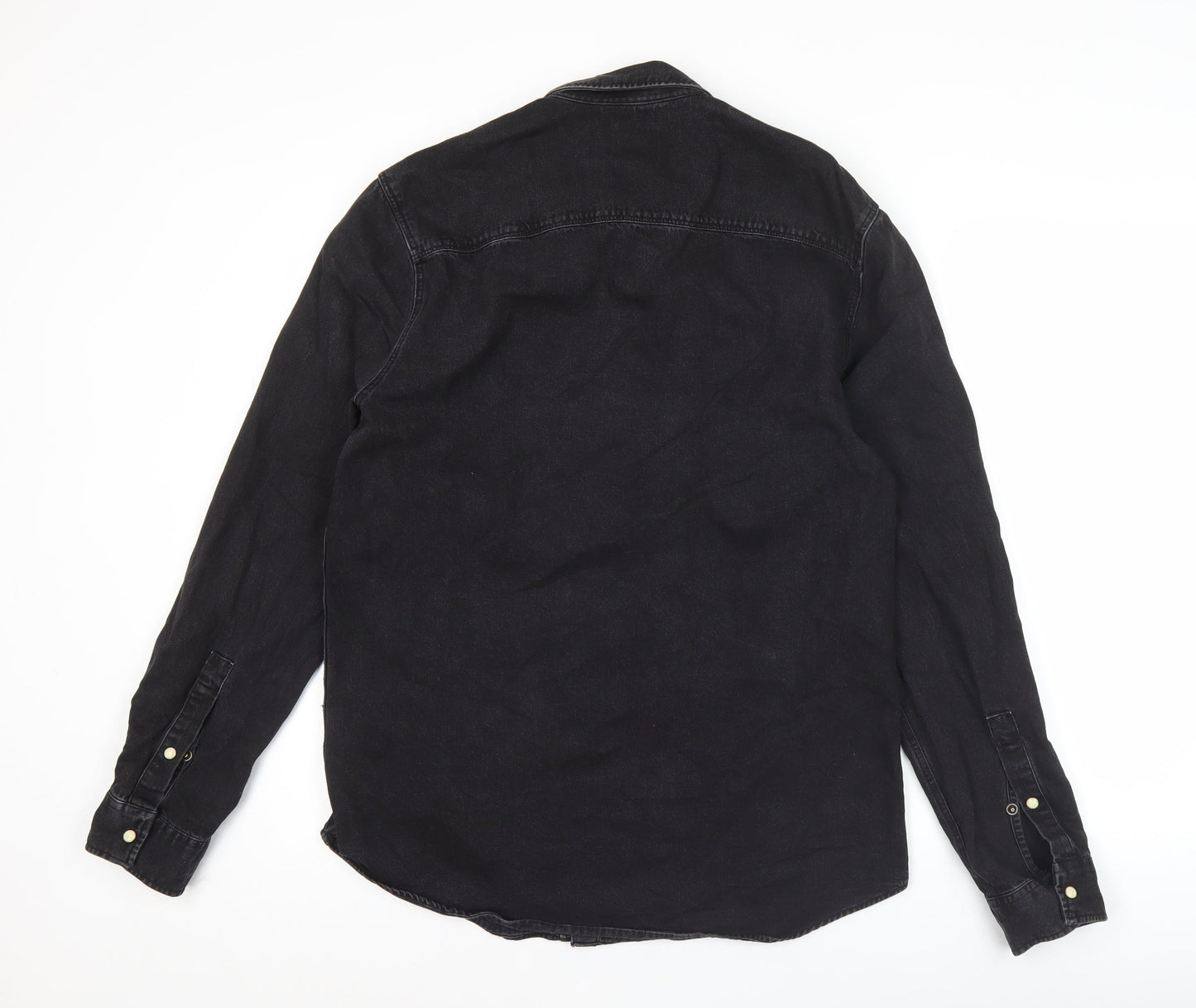 Next Men’s Black Denim Western Shirt Long Sleeve M 39-41" Regular