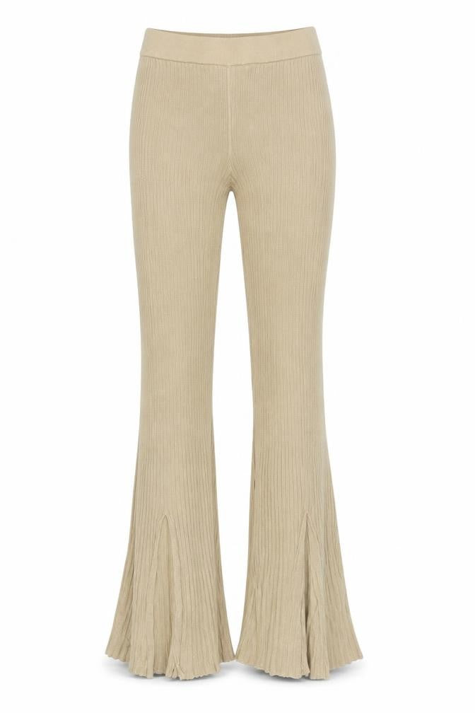 Eighteen Womens Beige Knit Flared Trousers M High Rise