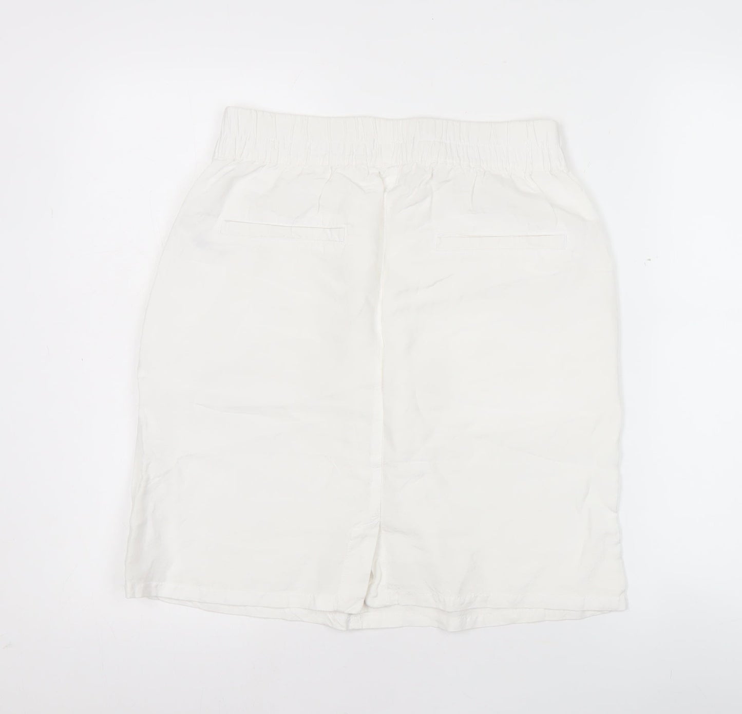 Dunnes Womens White Linen Blend Knee Length Pencil Skirt S