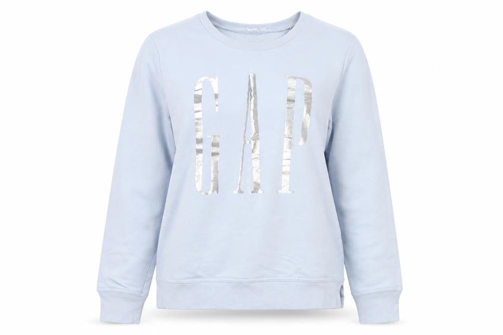 Gap Women’s Blue Logo Pullover Sweatshirt Size S Cotton Blend