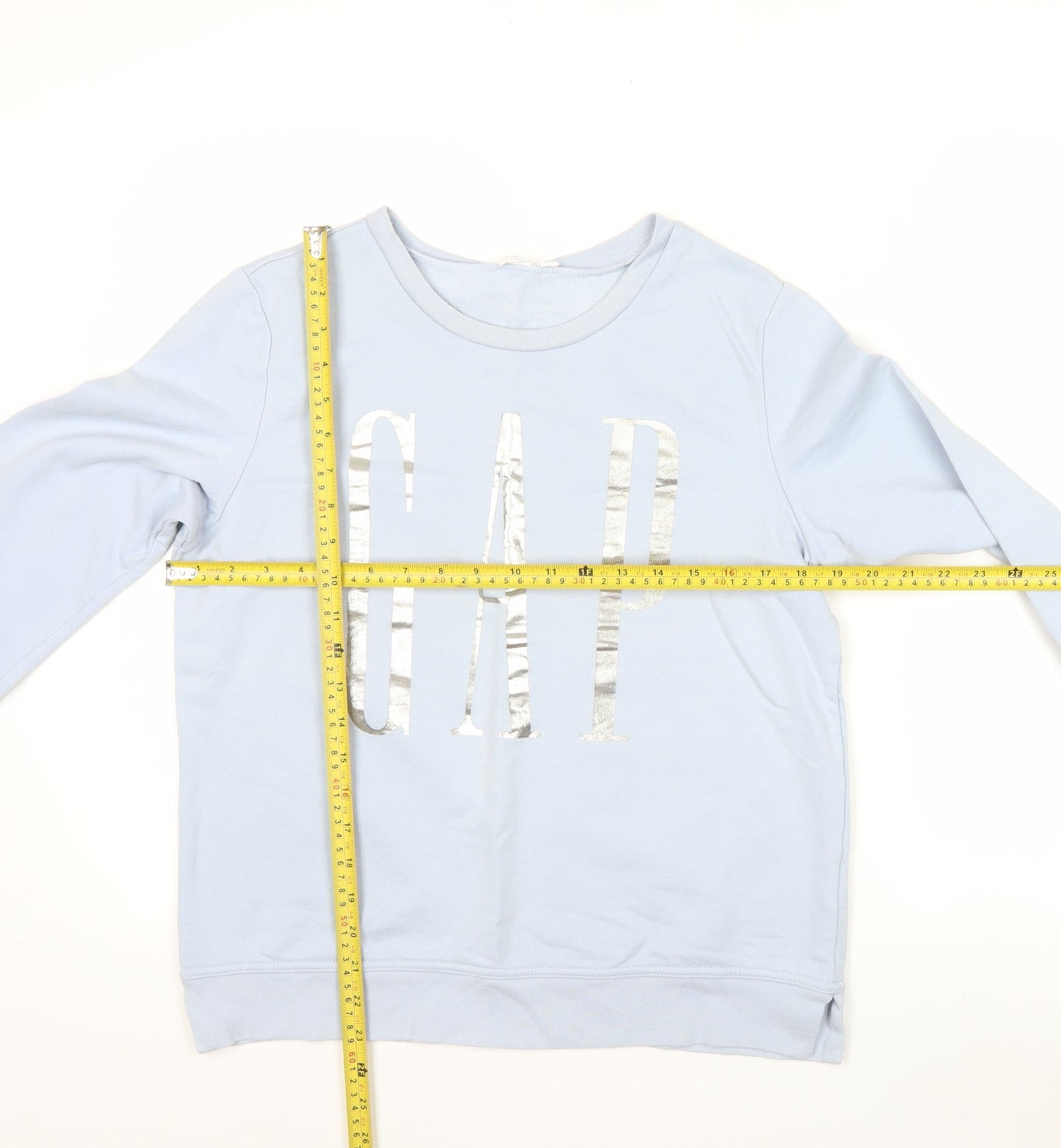 GAP Women’s Blue Logo Pullover Sweatshirt Size S Cotton Blend
