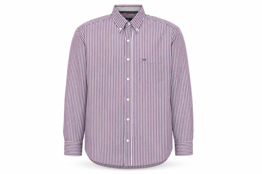 Kellerman Men's Purple Striped Button-Up Shirt L Regular Fit Cotton