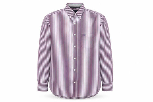 Kellerman Men's Purple Striped Button-Up Shirt L Regular Fit Cotton