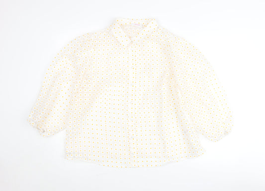 Savida Women White Polka Dot Blouse Size 18 Puff Sleeve