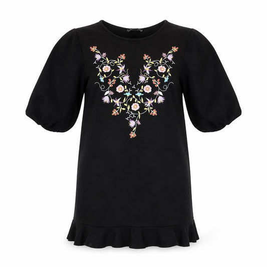 Primark Women’s Black Size 10 Floral Embroidered Shift Dress