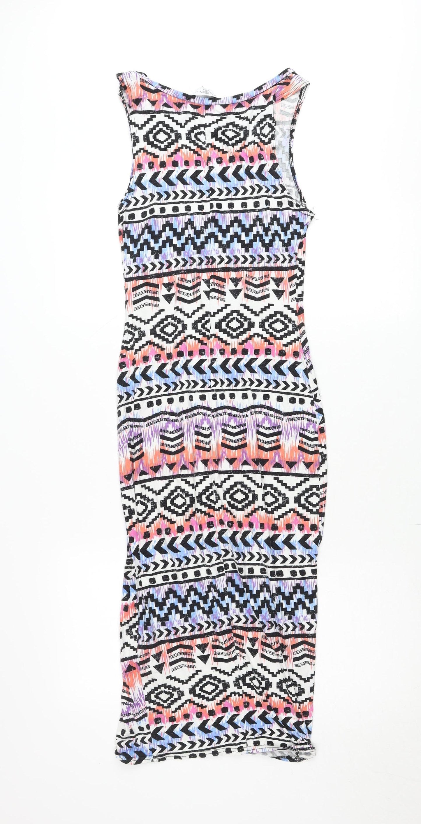 New Look Women’s Multicoloured Bodycon Dress Size 12 Scoop Neck Sleeveless