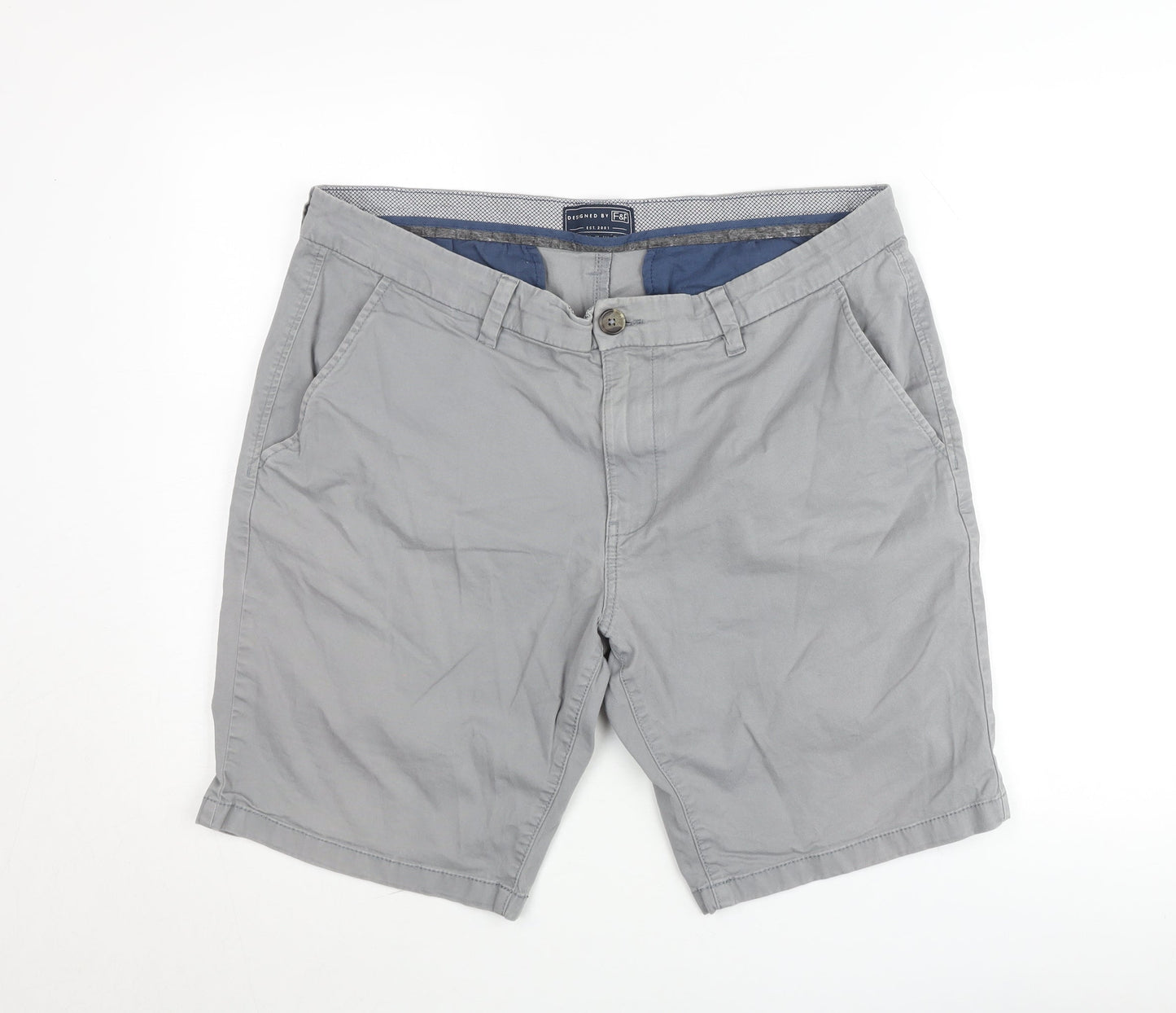 F&F Men's Grey Chino Shorts Size 30 Regular Fit Summer Casual