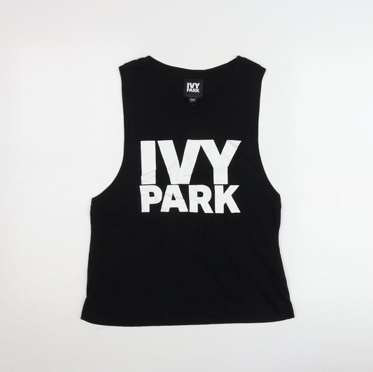 IVY PARK Womens Black Tank Top XXS Sleeveless Jersey Cotton Blend