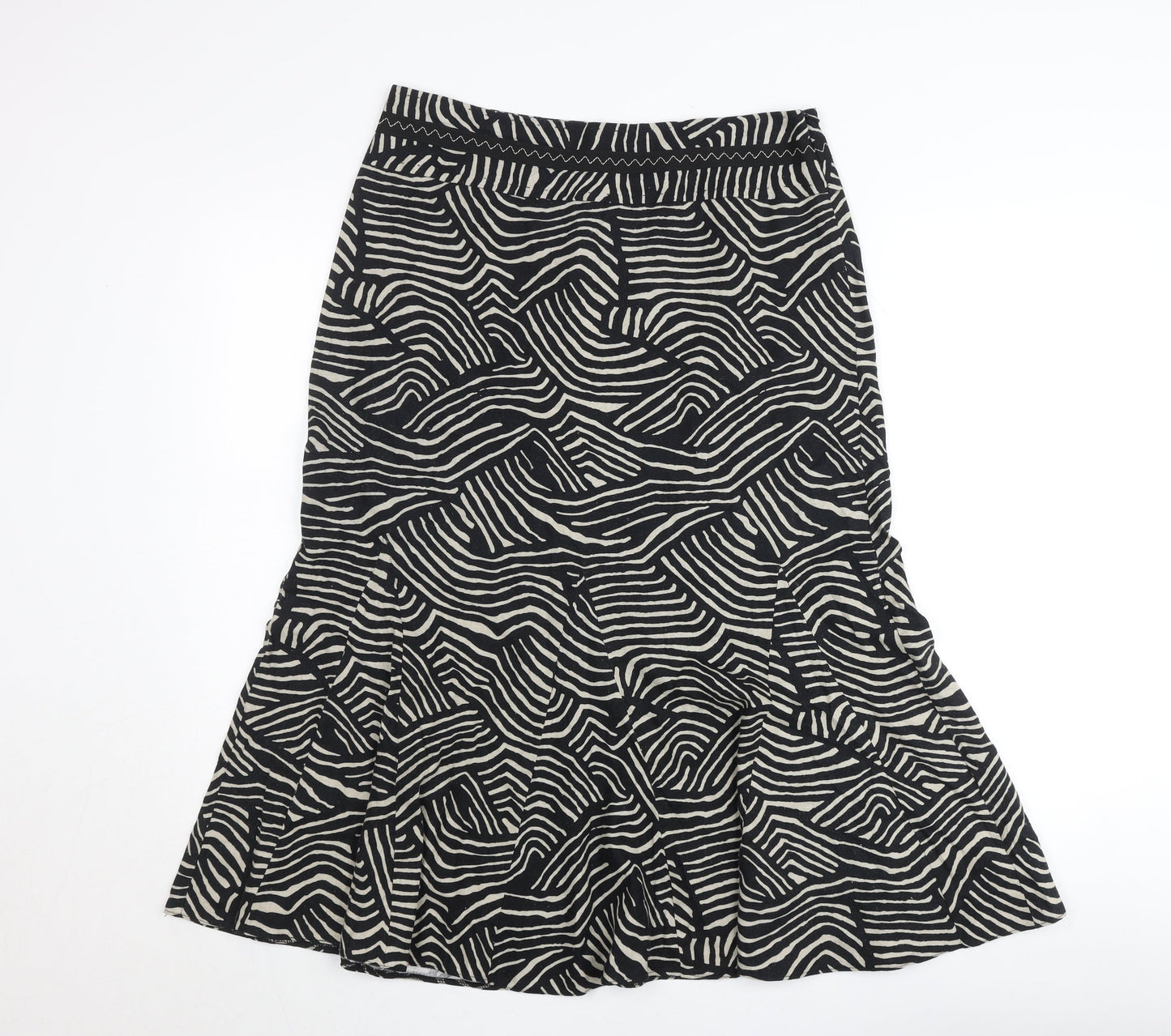 Marks & Spencer Women’s Black Linen Midi Flare Skirt UK 12