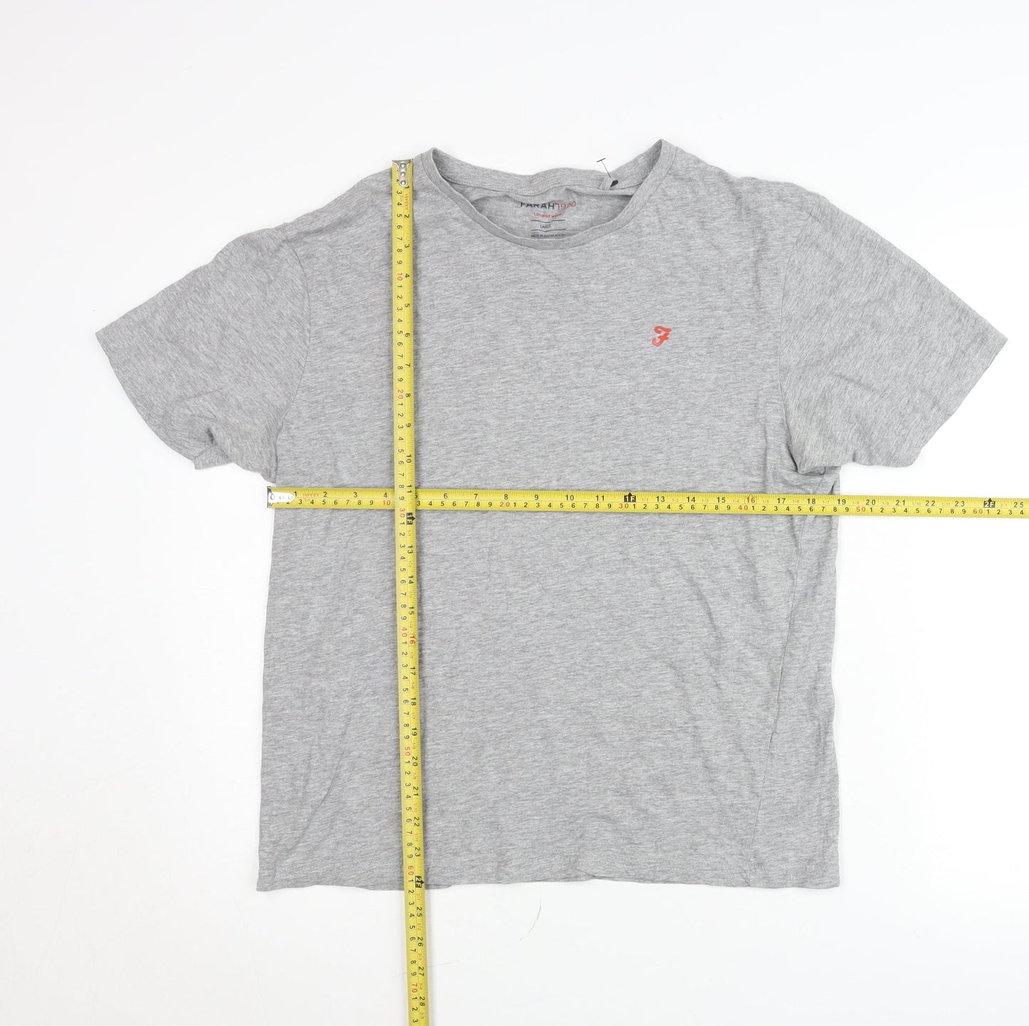 Farah 1920 Men's Grey Crew Neck Short Sleeve Cotton T-Shirt L